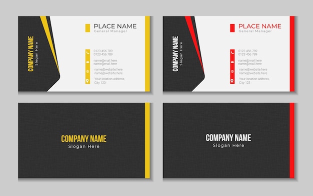 Vector printable and editable horizontal double sided clean modern corporate business card template