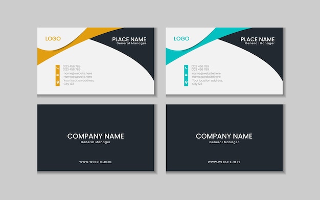 Vector vector printable and editable horizontal double sided clean modern corporate business card template