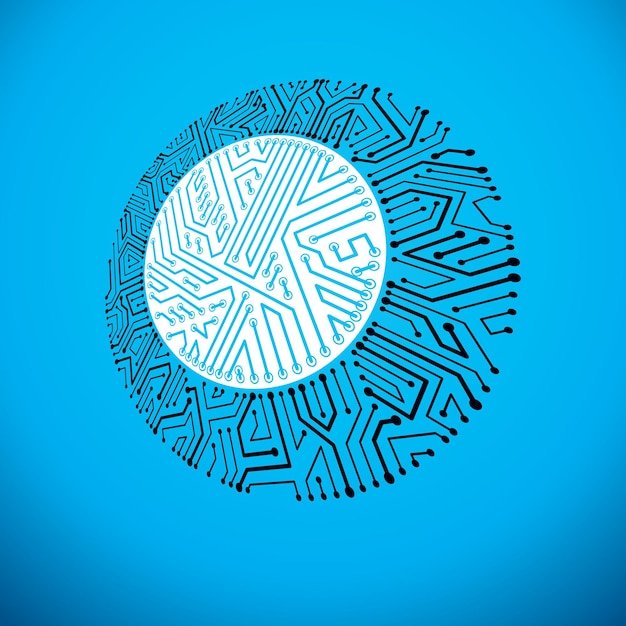 Vector printplaat, digitale technologieën abstractie. Computermicroprocessorschema, futuristisch ontwerp.