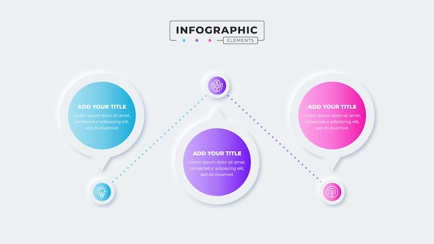 Vettore modello di progettazione dell'infografica del processo vettoriale con 3 passaggi o opzioni