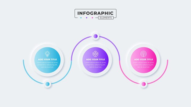 Vettore modello di progettazione dell'infografica del processo vettoriale con 3 passaggi o opzioni