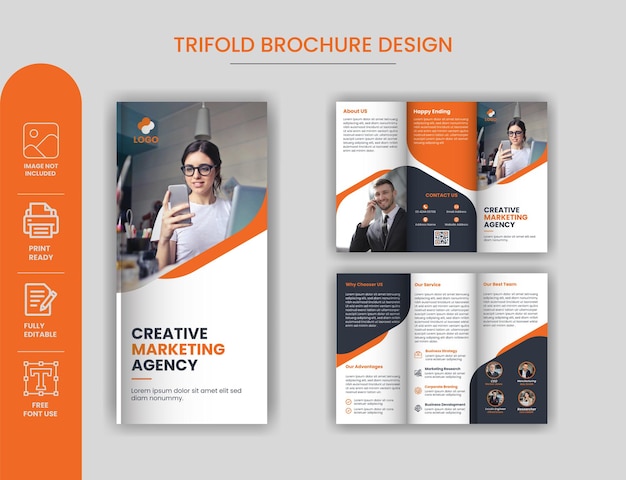 Vector professional business trifold brochure design template