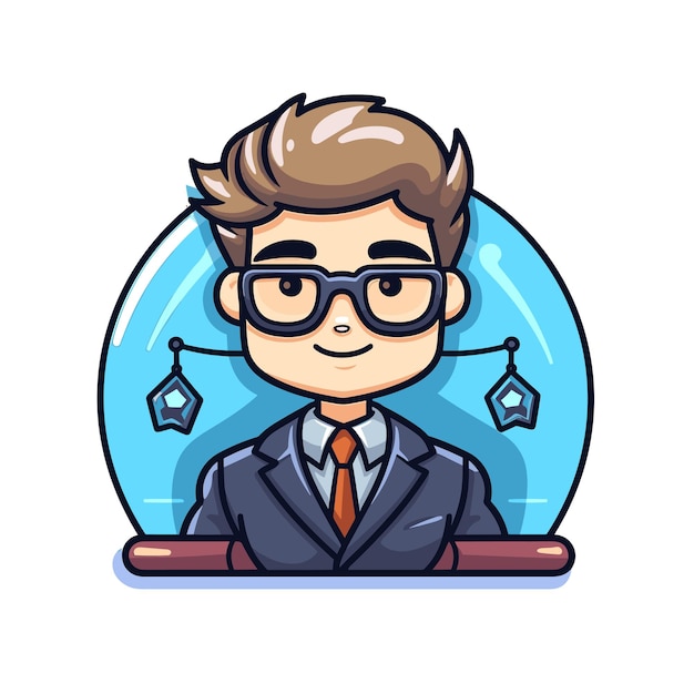 Vector of a professional man wearing a suit and glasses