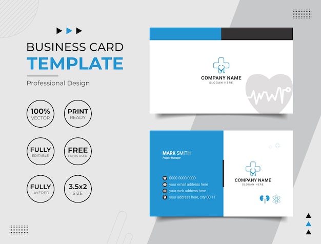 Vector vector professional medical doctor healthcare business card design template