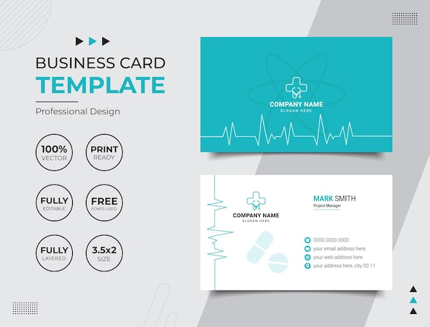 Vector vector professional medical doctor healthcare business card design template