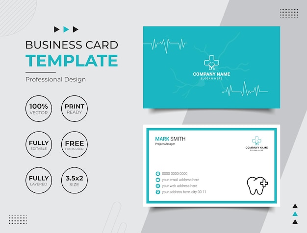Vector vector professional medical doctor healthcare business card design template