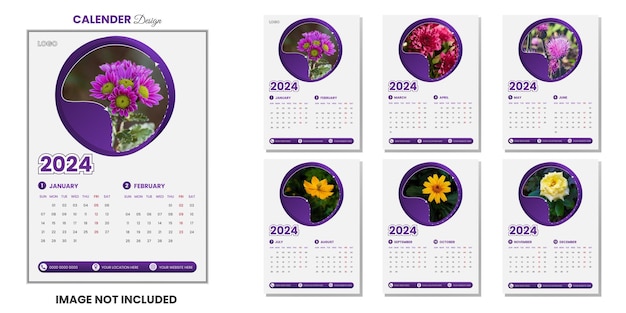 Vector professional modern 2024 calendar design