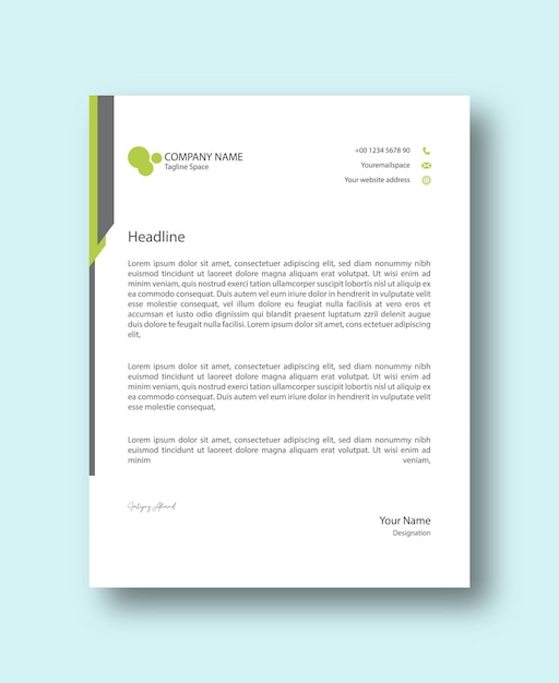 Vector professional and modern corporate letterhead template