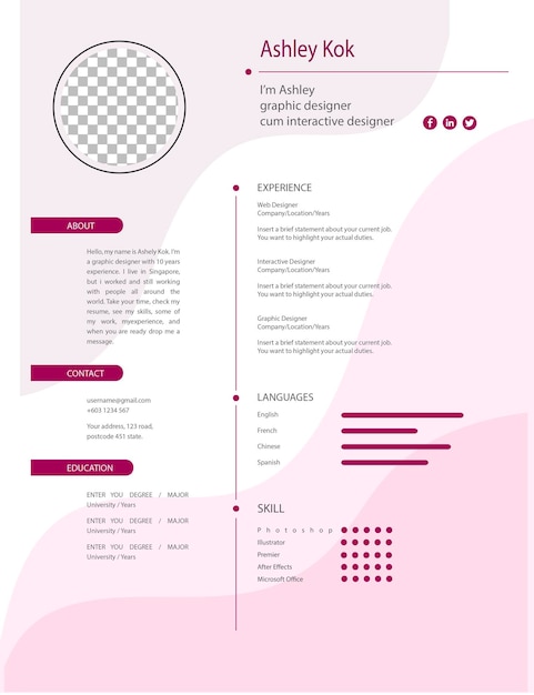 Vector vector professional modern minimal clean cv resume template design