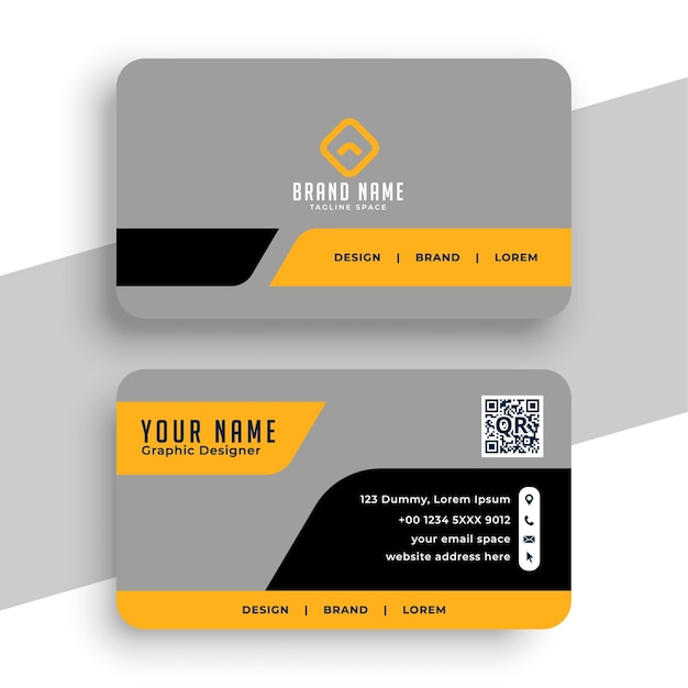 vector professional yellow and balck business card design