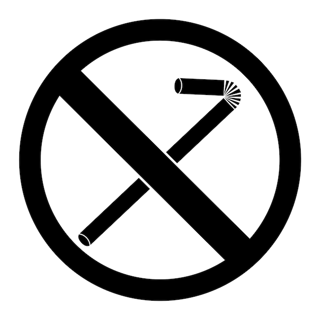 Vector prohibited sign Icon, Stop using plastic straw