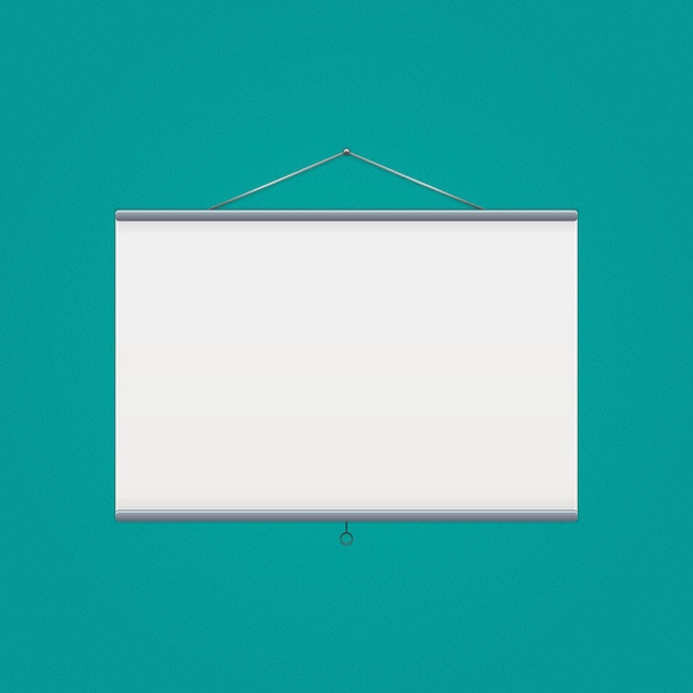 Vector projector screen over green. Vector illustration