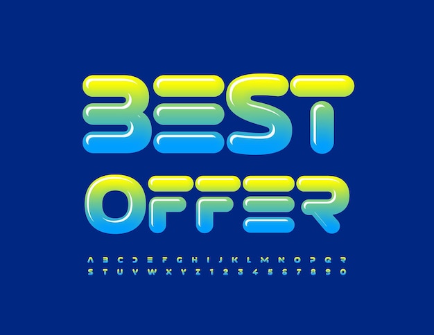 Vector promo Sign Best Offer Bright Stylish Font Unique Creative Alphabet Letters and Numbers set