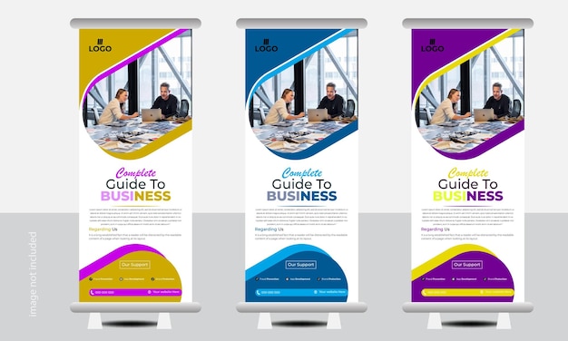 Vector promotional standee banner corporate business marketing roll ups or rack card colorful signag