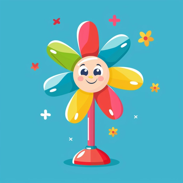 Vector vector propeller windmill top toy kid soothe color flat development soothing little kid preschool