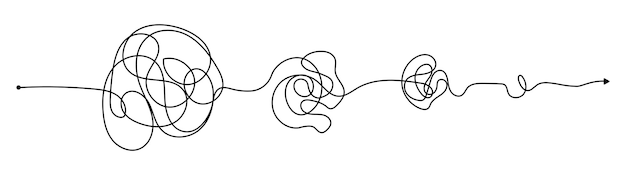 Vector psychotherapy complex chaos mess order path Messy drawn sketch purpose simple ball concept