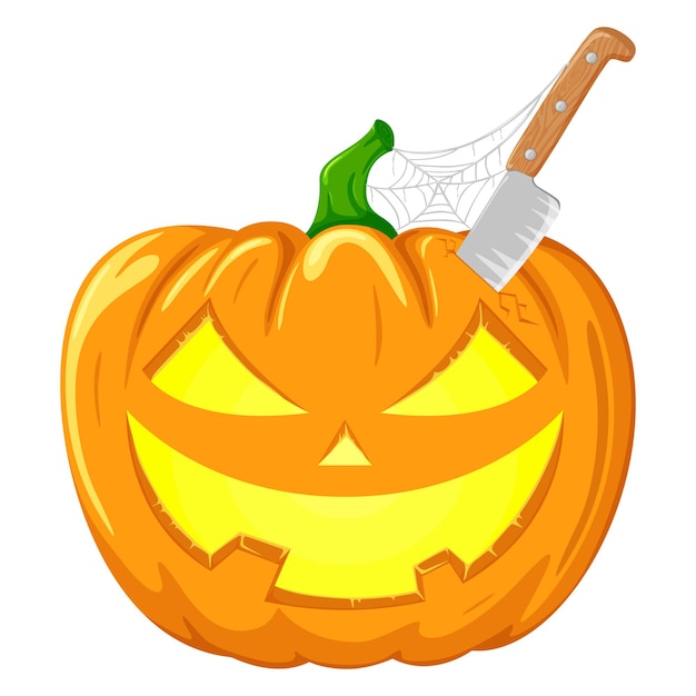 Vector pumpkin for halloween party on white background.