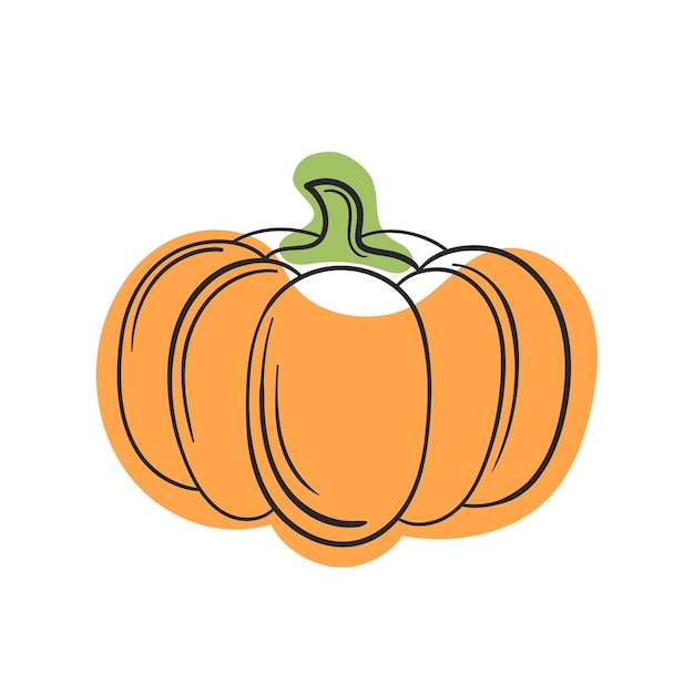 Vector pumpkin line and abstract spot on white isolated background