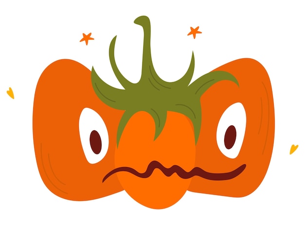 Vector pumpkin with angry face in cute cartoon style