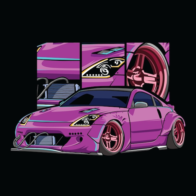 Vector vector purple car sport with details