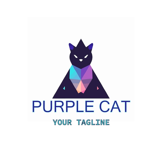 Vector purple cat mascot logo illustration