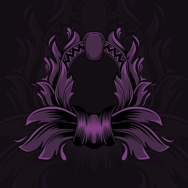 Vector purple color ornament frame