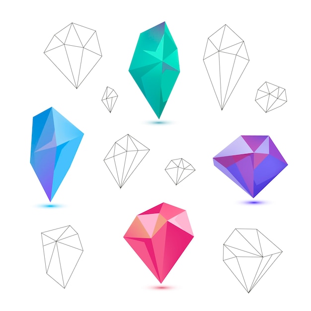 Vector purple diamond icon logo isolated Fashion jewelry modern 3d crystal logo identity