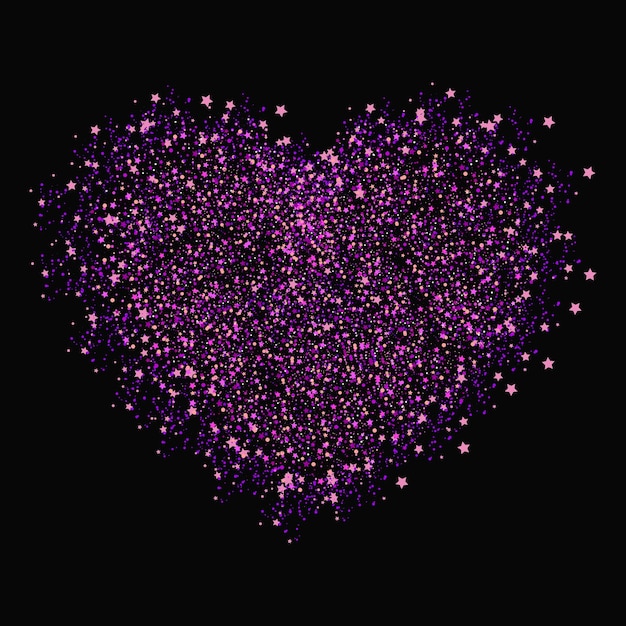 vector purple glitter heart on dark background
