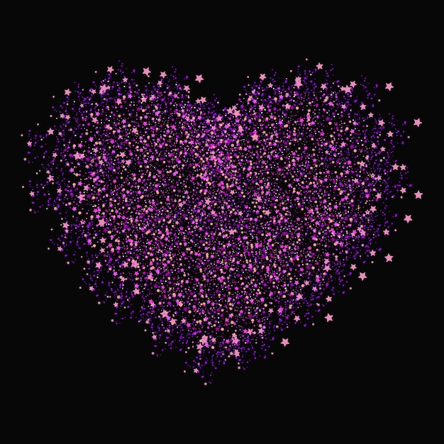 Vector purple glitter heart on dark background