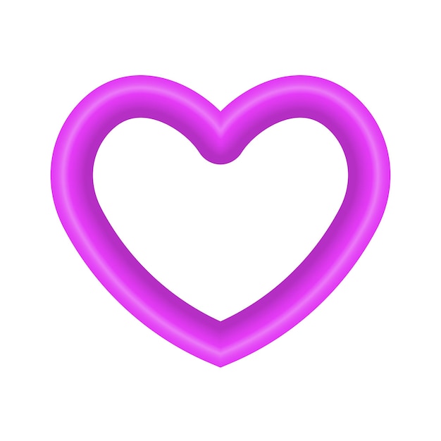 Vector vector purple shiny heart symbol realistic 3d vector illustration isolated on white background