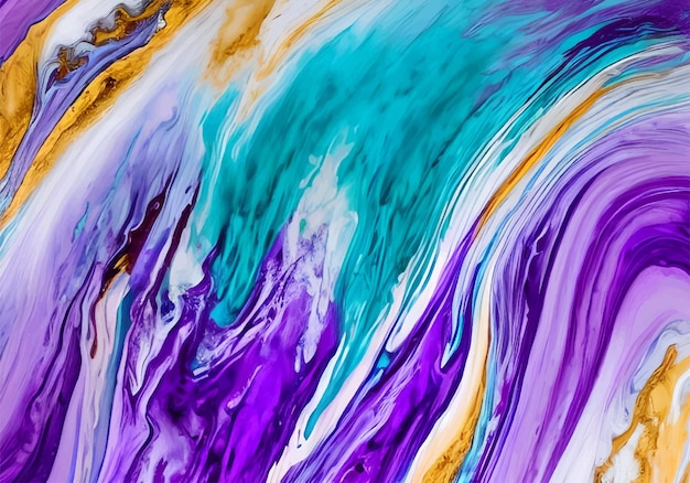 Vector vector purple turquoise white gold liquid marble painting watercolor background