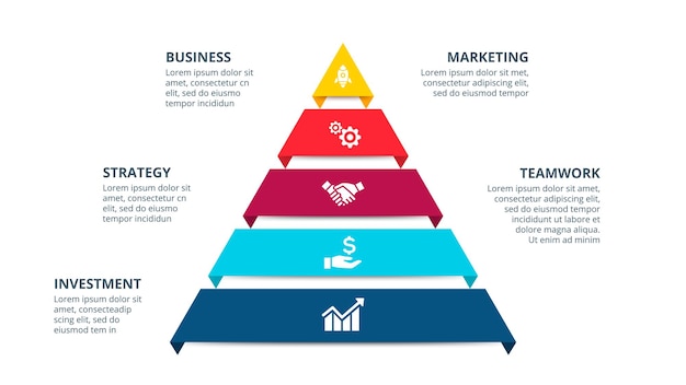 Vector vector pyramid infographic with 5 options business presentation template