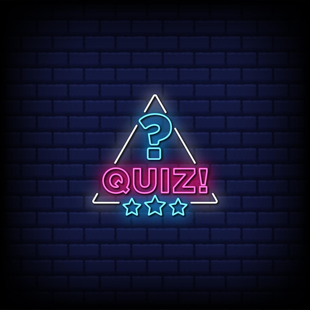 Vettore pulsante di testo in stile insegne al neon quiz vettoriale