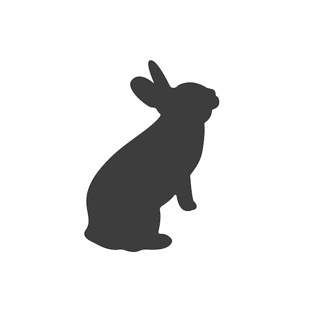 Vector rabbit hare silhouette isolated on white