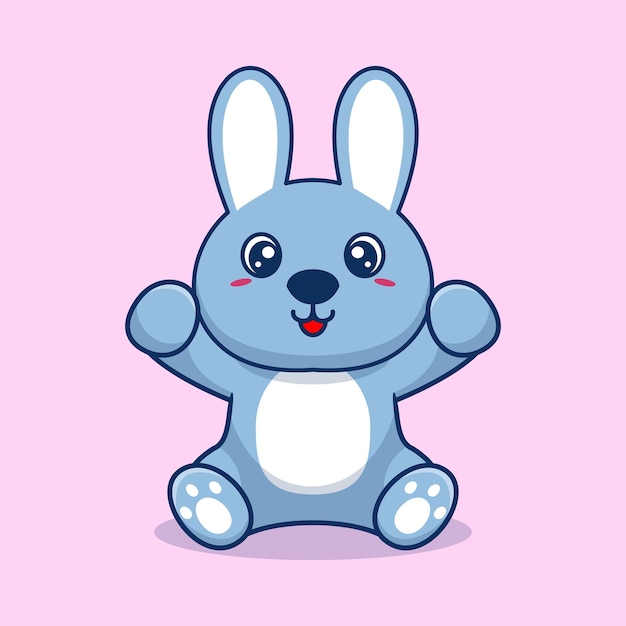 Vector rabbit sitting cute creative kawaii cartoon mascot logo