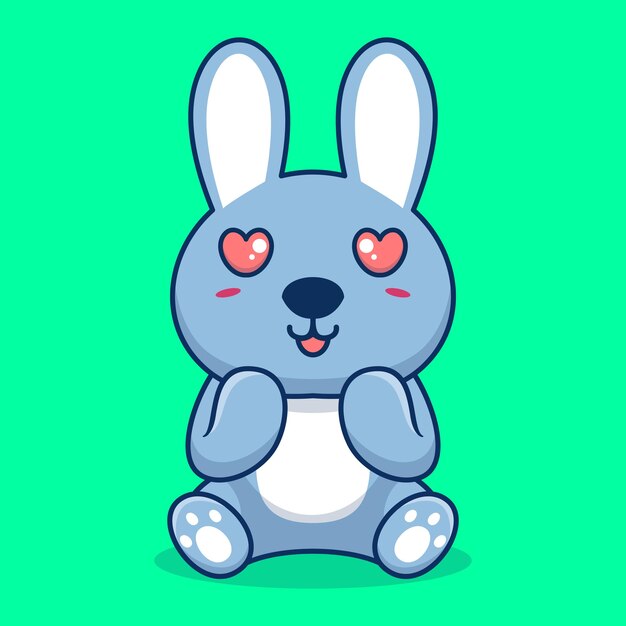 Vector rabbit sitting shocked cute creative kawaii cartoon mascot