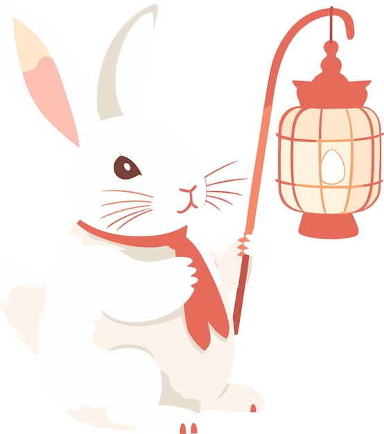 Векторный кролик с иллюстрацией фонаря