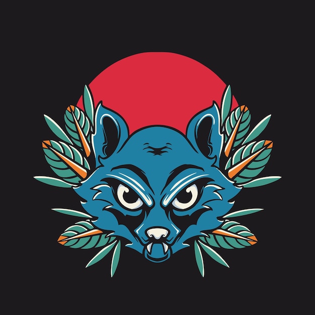 Vector vector raccoon head retro illustration