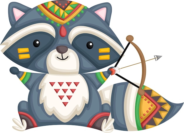 a vector of a racoon in tribal style