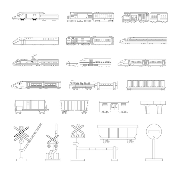 Vector Rail Transport Elements Lineart