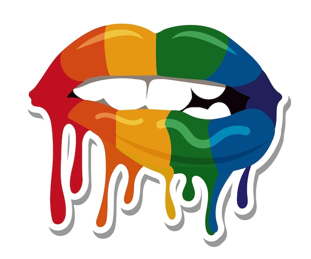 Vector Rainbow bijt lip LGBT voor print t-shirt ontwerp sticker illustratie transparante achtergrond