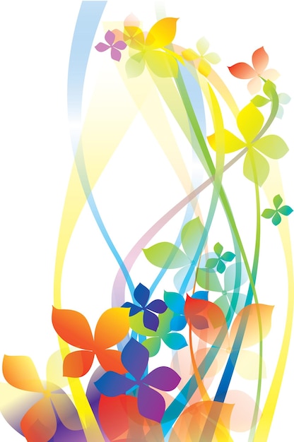 ベクトル デザインのための花のベクトルレインボーカラーの背景