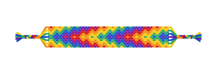 Vector vector rainbow lgbt handmade boho friendship bracelet of threads. macrame normal pattern. pride parade, lgbt and free love.