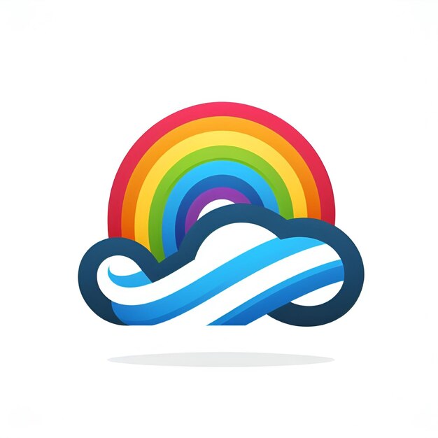 vector rainbow with clouds illustration