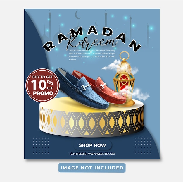 Vector ramadan biedt schoenverkoop aan sociale media banners post templates design