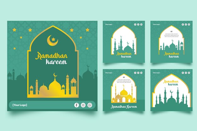 Vettore collezione di post instagram di vector ramadan