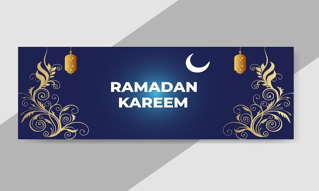 Vector Ramadan Kareem Banner Social Media Facebook Cover Template Design