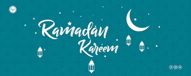 Modello di sfondo piatto vettoriale ramadan kareem con lanterne