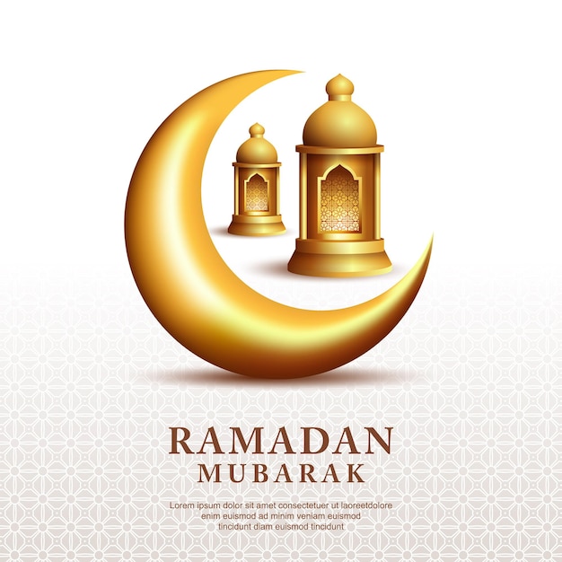 Vettore vector il disegno della cartolina d'auguri di ramadan kareem con la mezzaluna dorata e l'illustrazione della lanterna