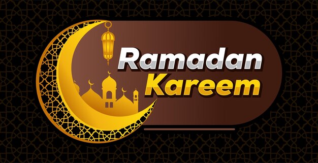 Vettore vettore ramadan kareem moschea lanterna e ornamento islamico con modello di banner ramadan moon feel